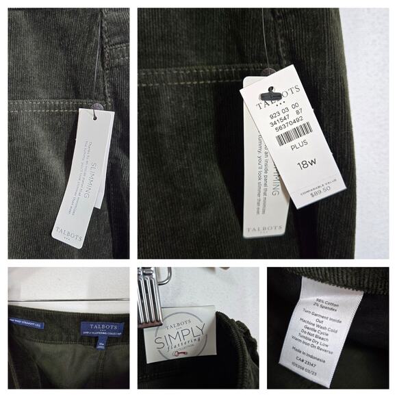 Talbots Simply Flattering Corduroy Jeans 18W Slimming High Waist Straight Leg - Picture 9 of 13